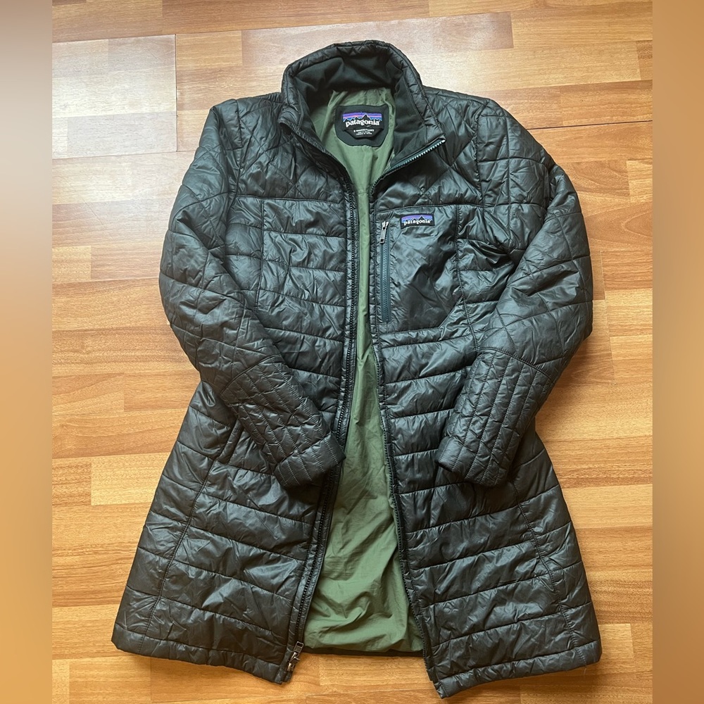Green Patogonia Long Nano Puff Winter Coat Jacket Parka